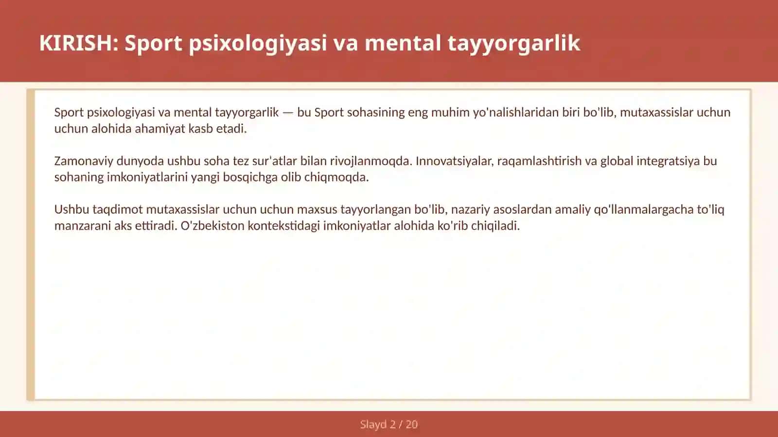 SPORT PSIXOLOGIYASI VA MENTAL TAYYORGARLIK 2