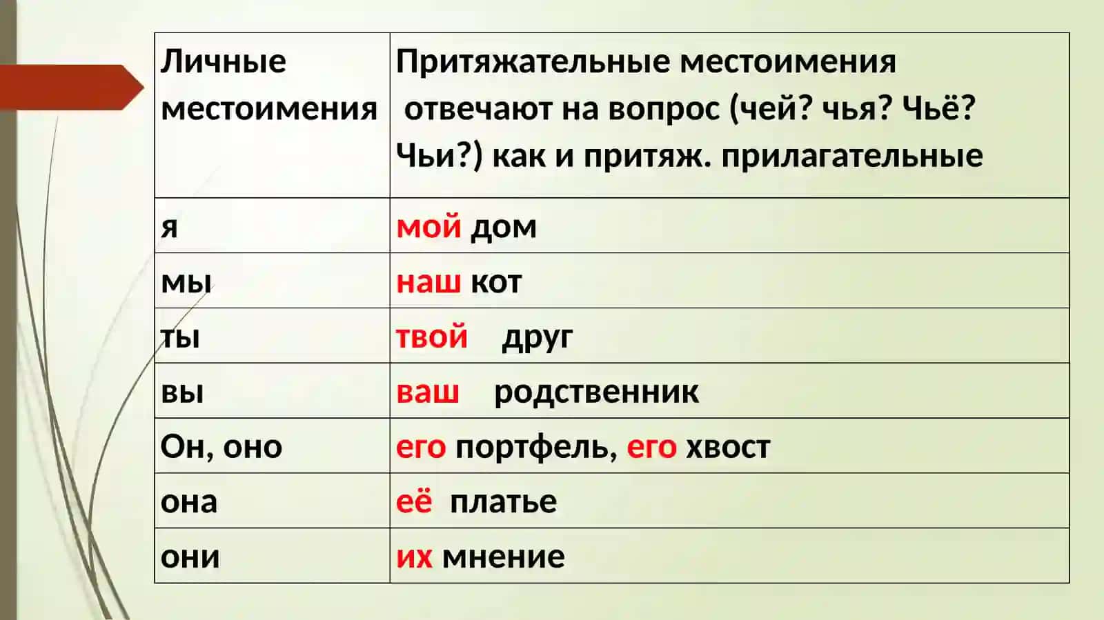 Притяжательные местоимения 2