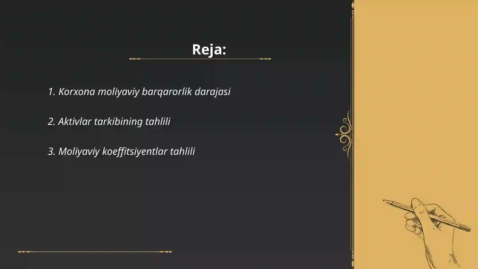 Korxona moliyaviy holatining tahlili usullari 2