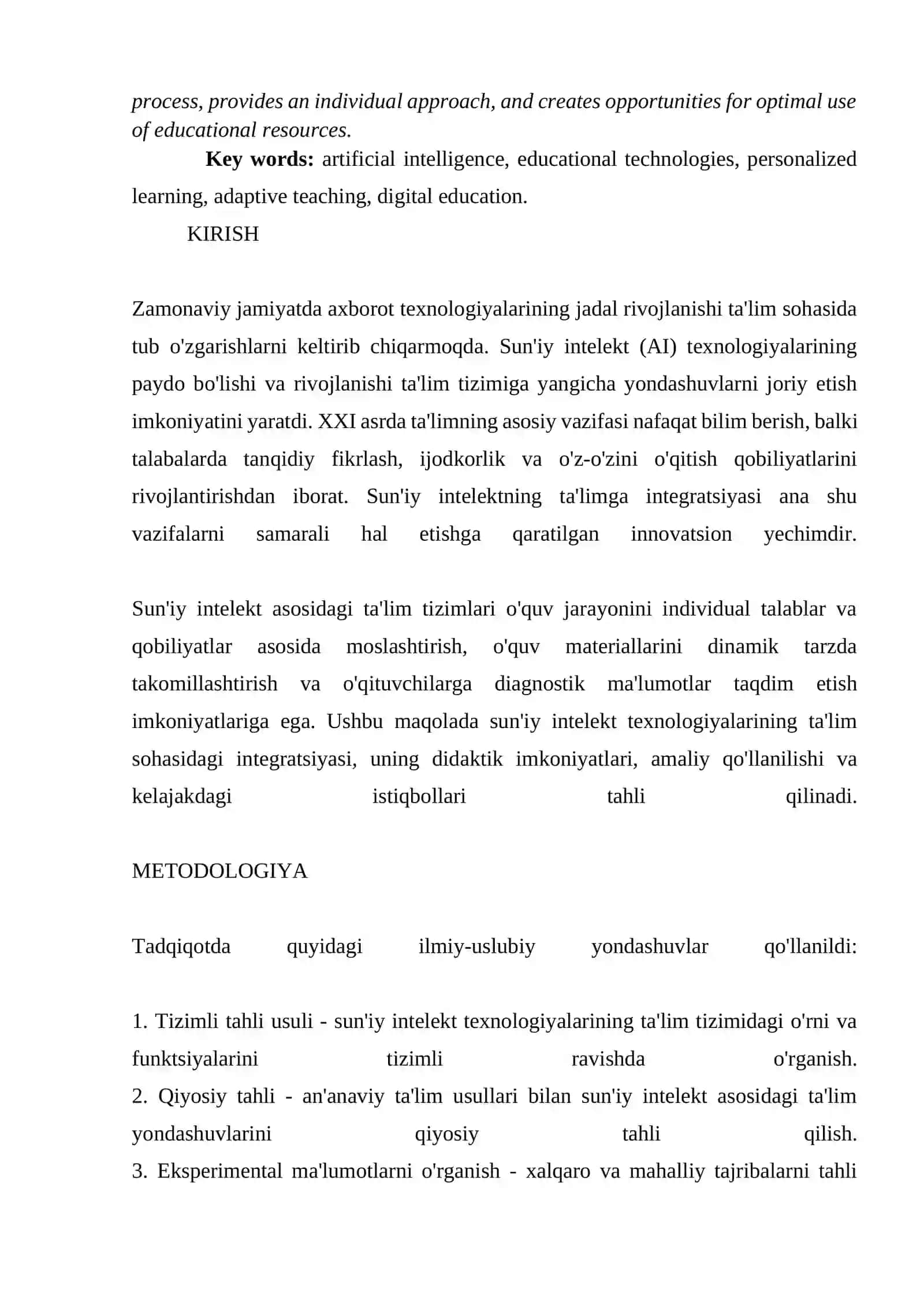 TA'LIM VA SUN'IY INTELEKT INTEGRATSIYASI 2