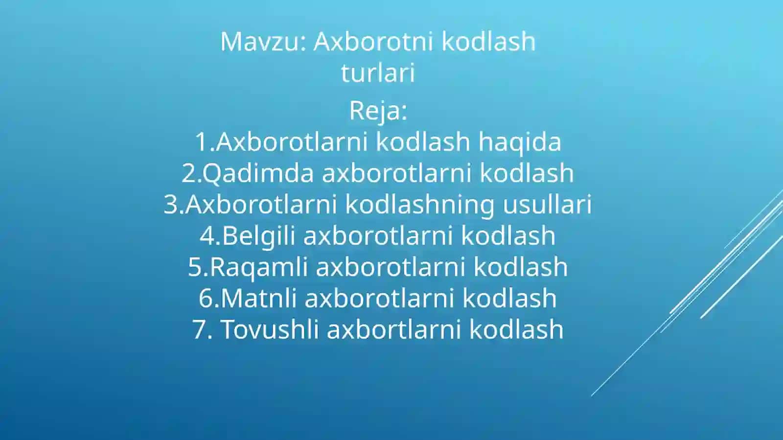 Axborotni kodlash turlari 2