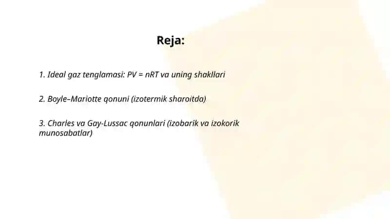 Ideal gaz holatining tenglamalari 2
