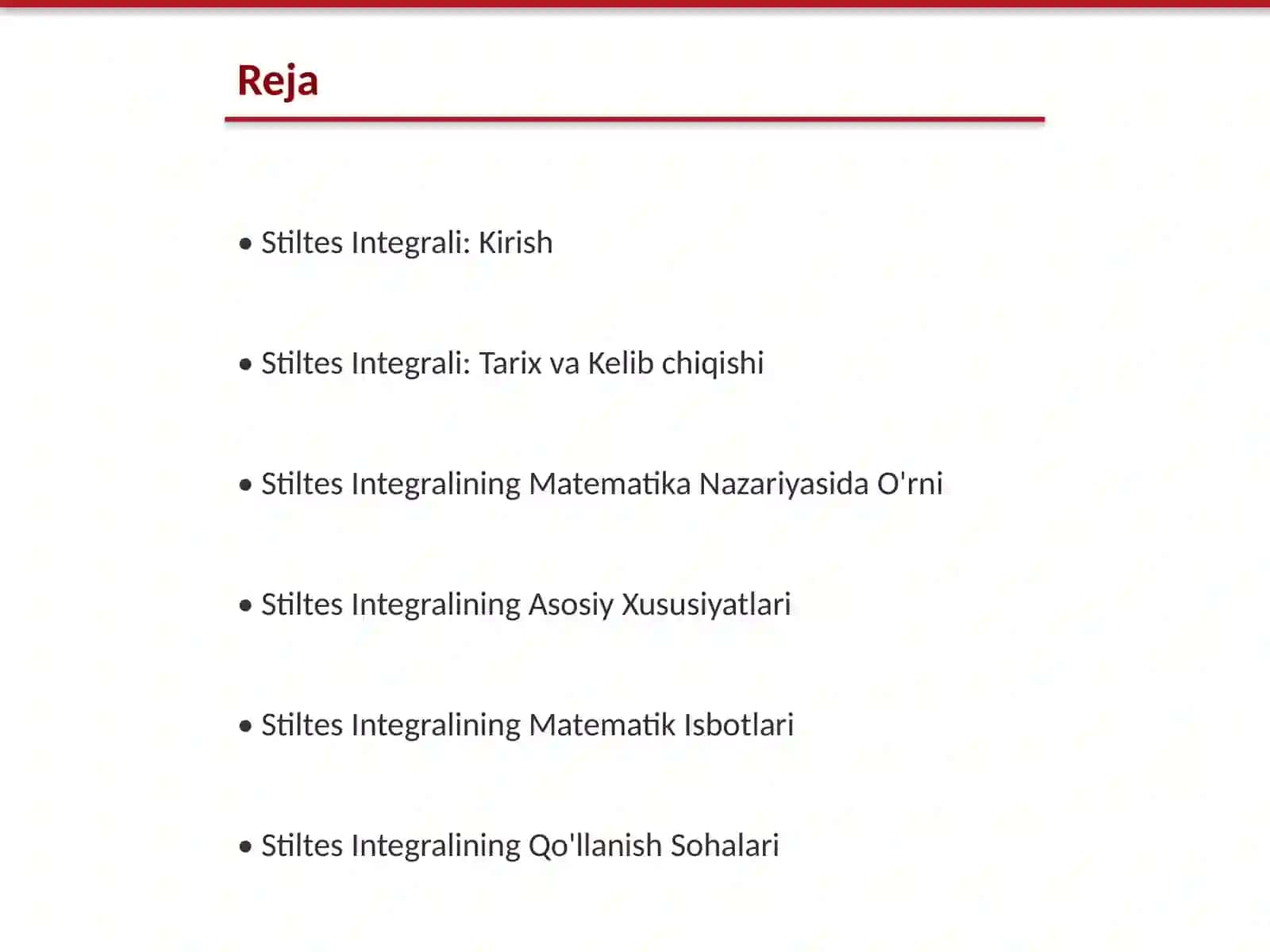 Stiltes Integrali va Uni Isbotlash 2