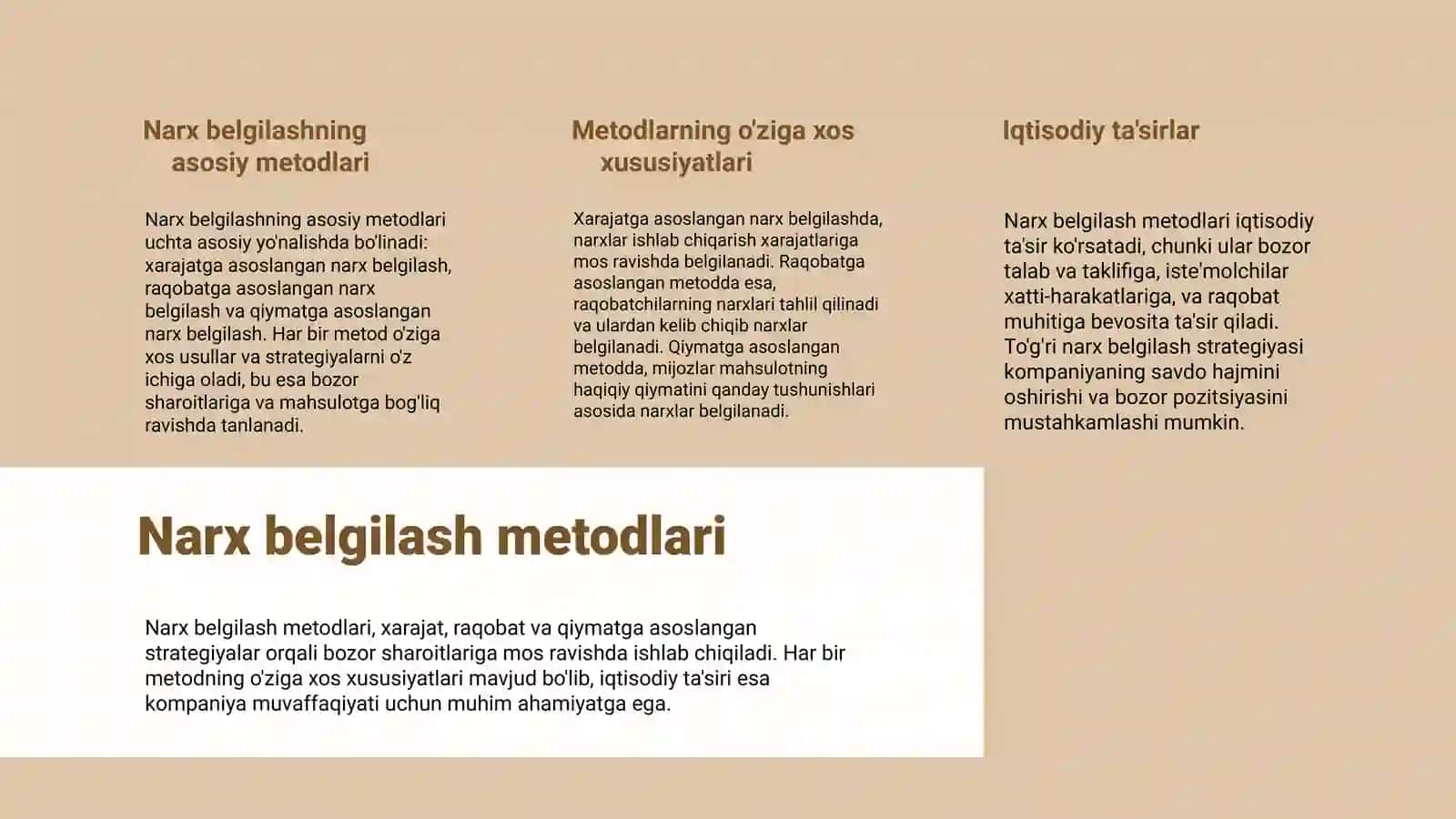 Narx belgilashning asosiy metodlari 2