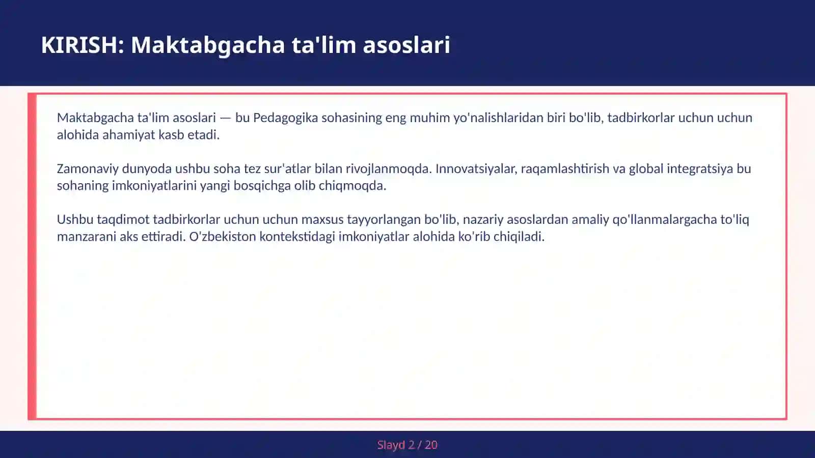 Maktabgacha ta'lim asoslari 2