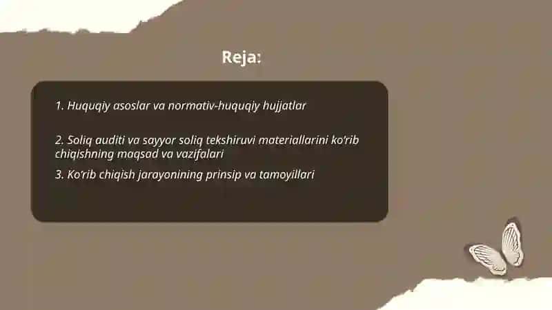 Soliq auditi va sayyor soliq tekshiruvi materiallarini ko‘rib chiqish tartibi 2