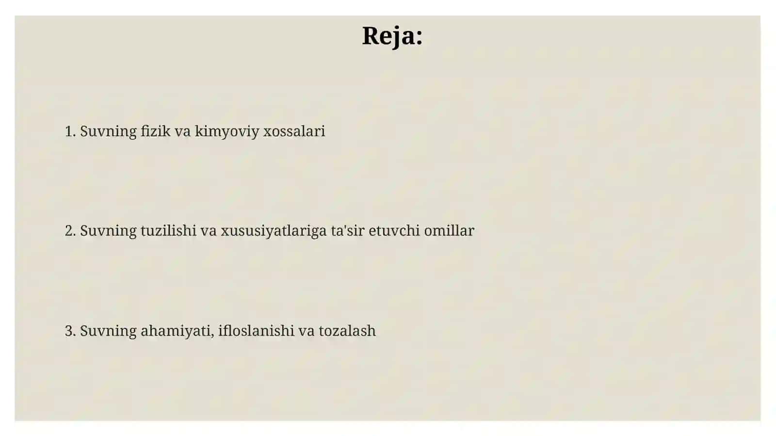 Suvning fizik va kimyoviy xossalari 2
