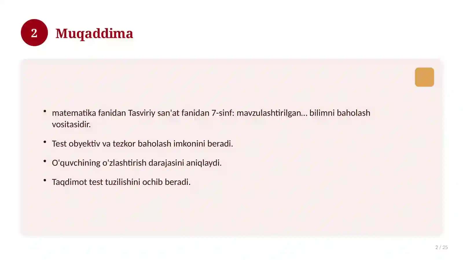 Tasviriy san'at fanidan 7-sinf: mavzulashtirilgan nazorat ishi va tahlil 2