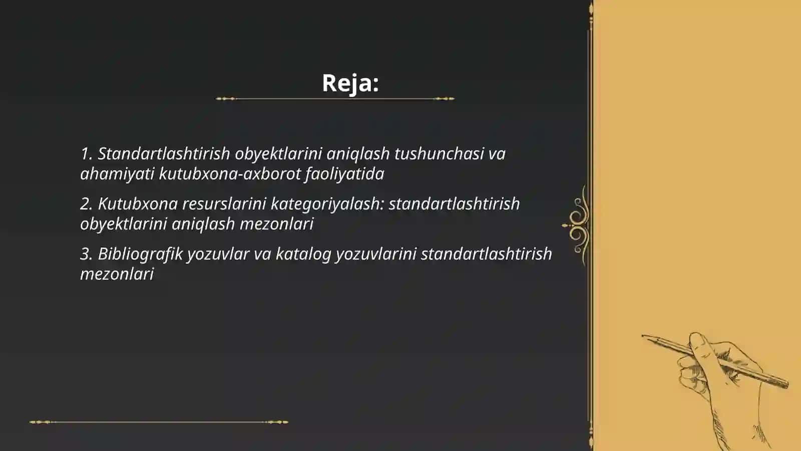 Standartlashtirish obyektlarini aniqlash mezonlari 2
