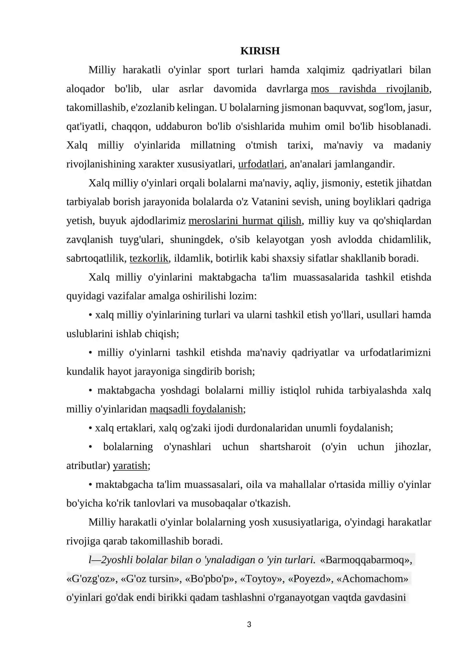 HARAKATLI O'YINLARNI BOLALAR YOSHIGA QARAB O'TKAZISH 2