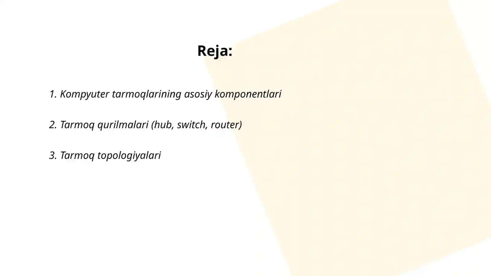 Komptuter tarmoqlarining rexnik ta'minoti 2