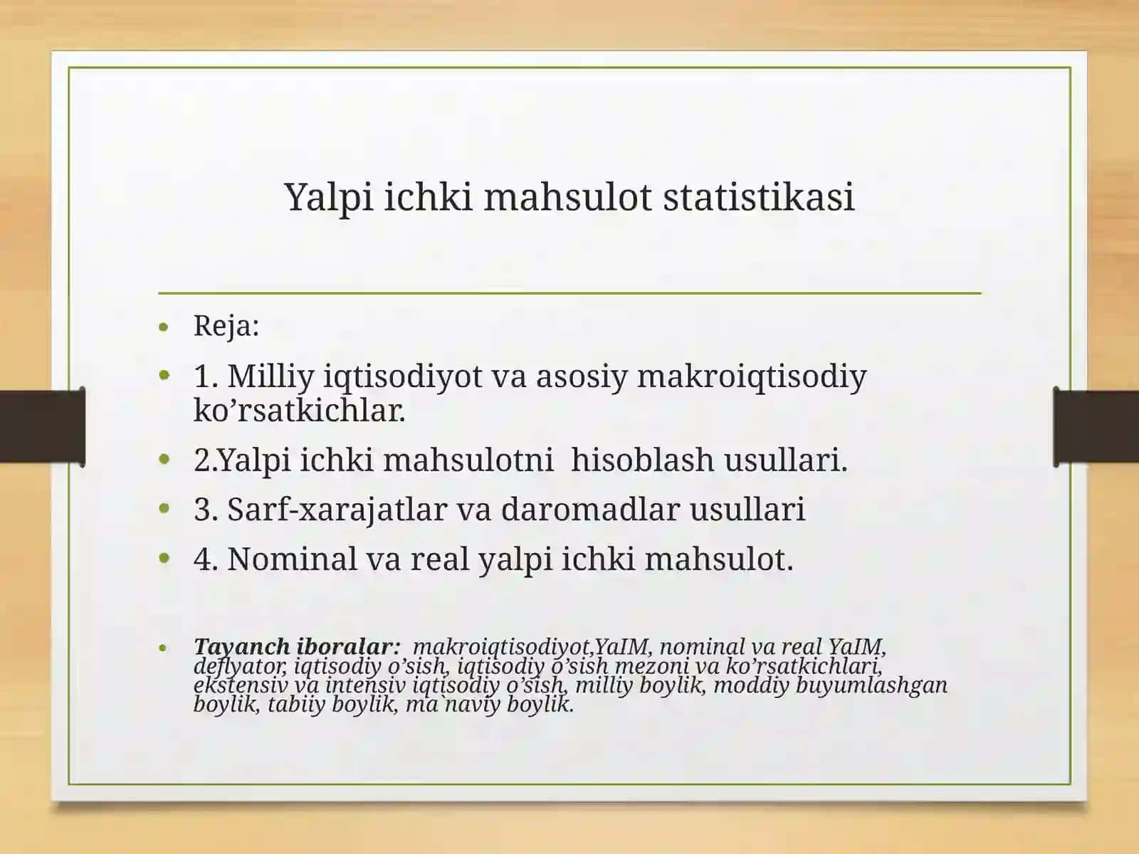 Yalpi ichki mahsulot statistikasi 2