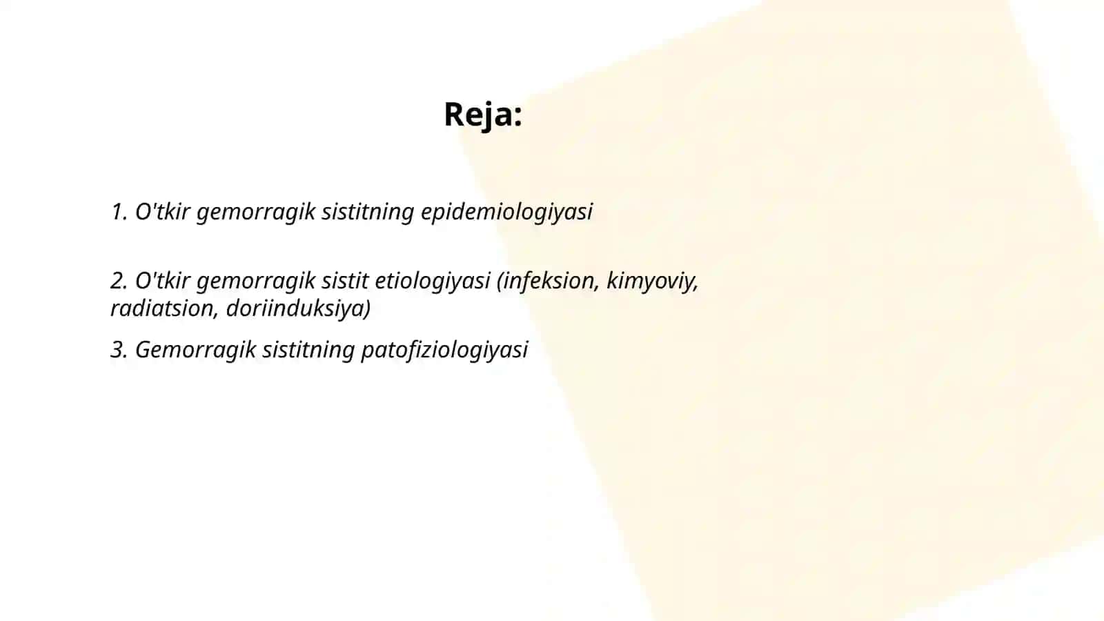 O'tkir gemorragik sistitning epidemiologiyasi 2