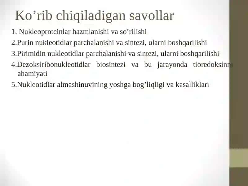 Nukleotidlar almashinuvi 2