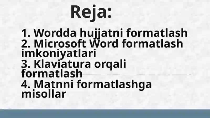 Matn muharririda hujjatlarni formatlash 2