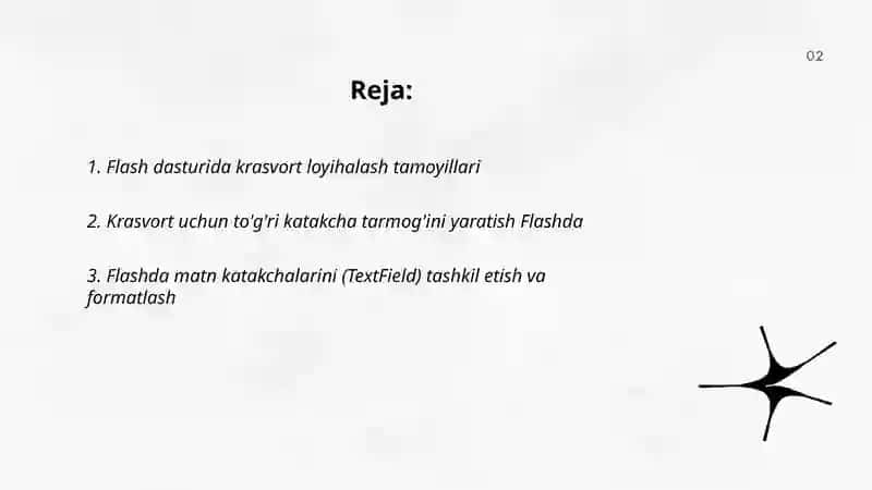 Flash dasturi asosida krasvort yaratish 2
