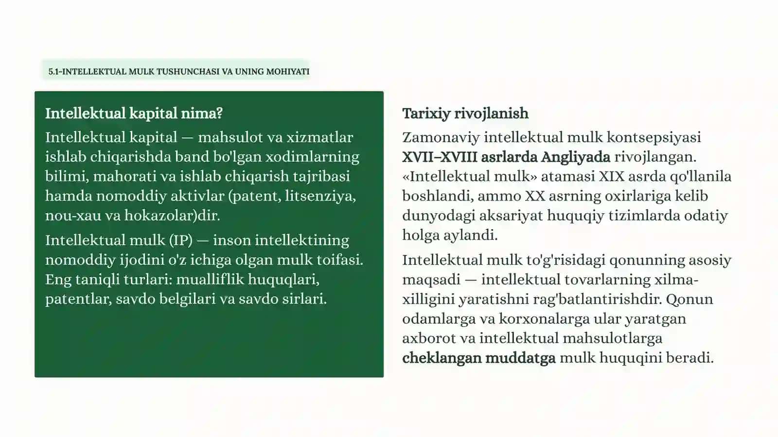 5-Bob. Intelektual mulk va uning turizmdagi o'rni 2