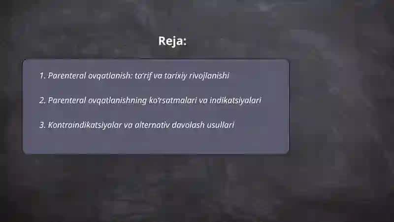 Patenteral ovqatlanish va uning klinik ahamiyati 2