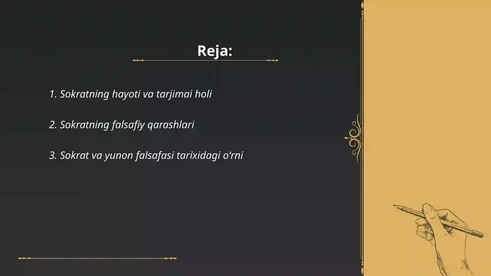 Sokratning hayoti va ijodi hamda kutubxonaga qoʻshgan buyuk hissalari va pedagogik gʻoyalari 2