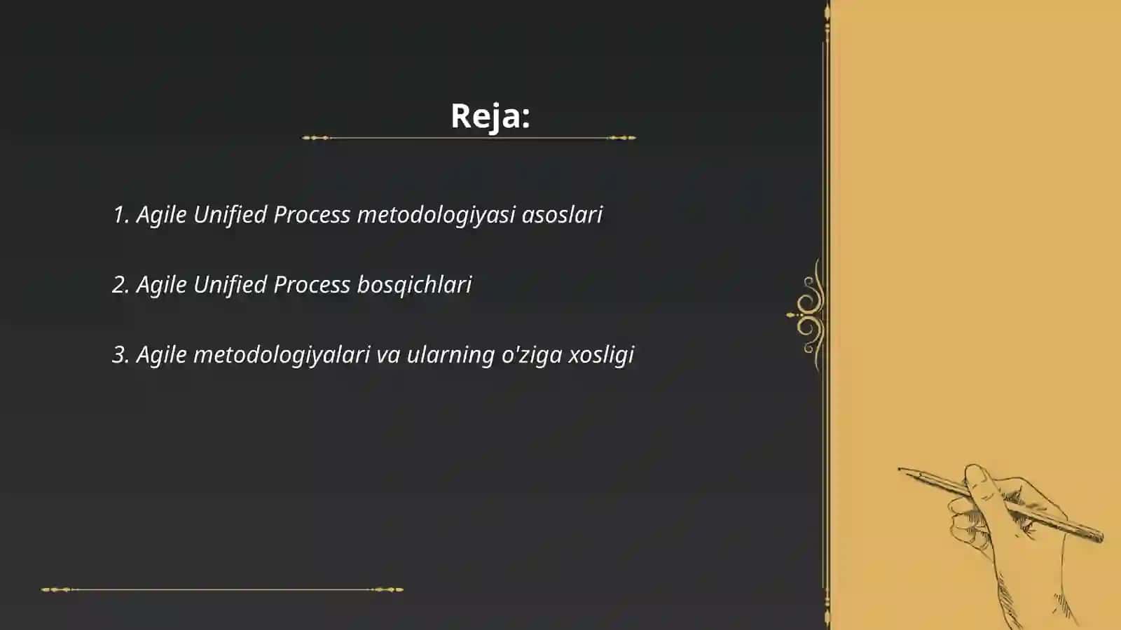 Dasturiy Ta’minotni ishlab chiqishning Agile Unified Process metodologiyasi 2