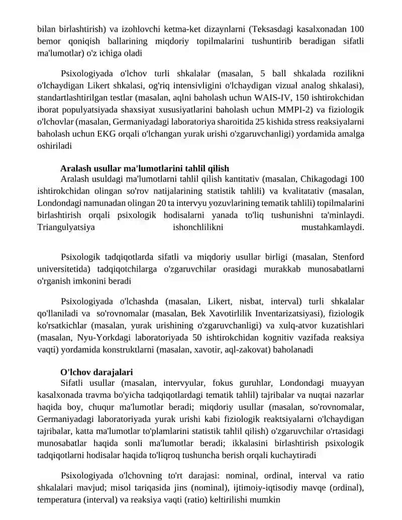 Psixologik tadqiqotlarda sifat va miqdor birligi 2