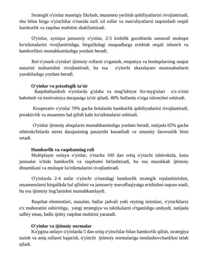 O'yinlar ijtimoiy faoliyat sifatida 2