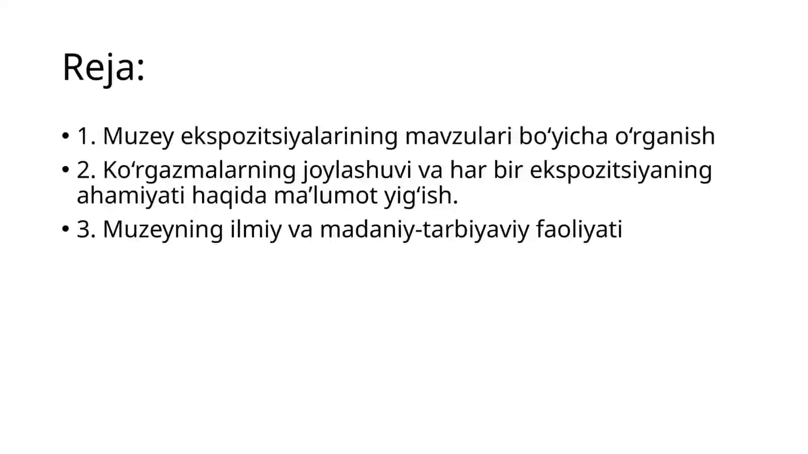 O‘zbekiston Davlat tarixi muzeyi ekspozitsiyalari vazaxirafondlarida ishlash 2