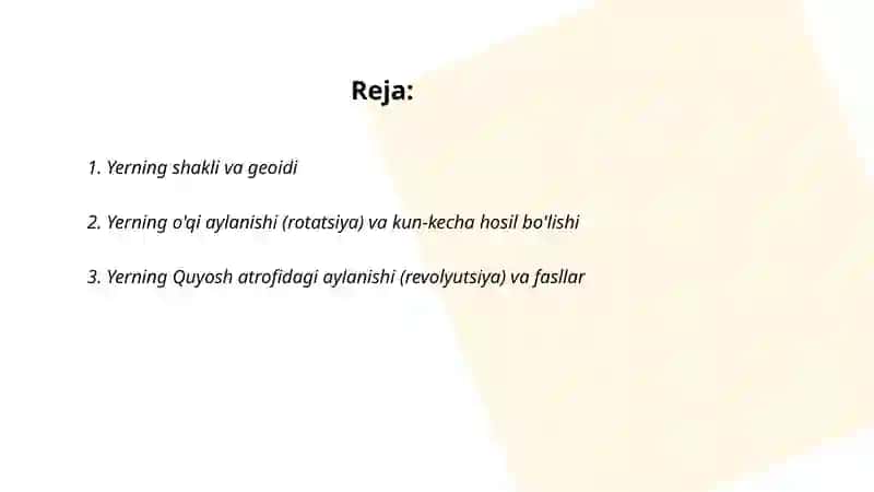 Yer shakli va harakati. Oy fazolari 2