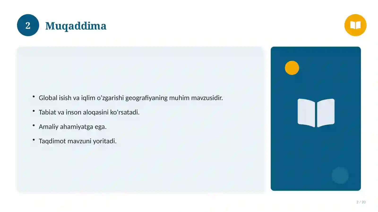 Global ish va iqlim o'zgarishi 2