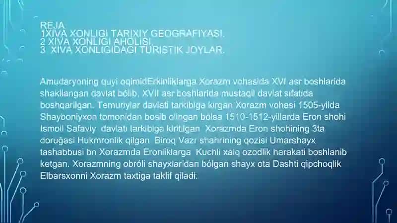 Xiva xonligi tarixiy geografiyasi 2