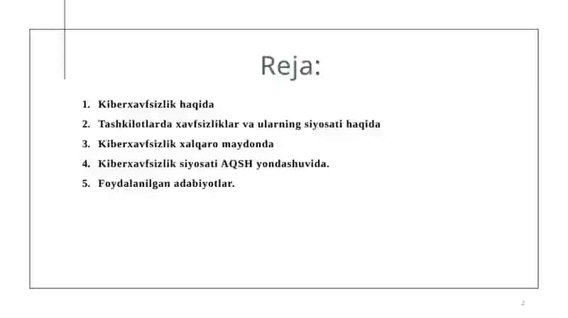 KIBERXAVFSIZLIKSIYOSATIAQSH YONDASHUVI 2