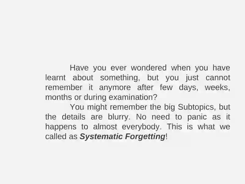 SYSTEMATIC FORGETTING 2