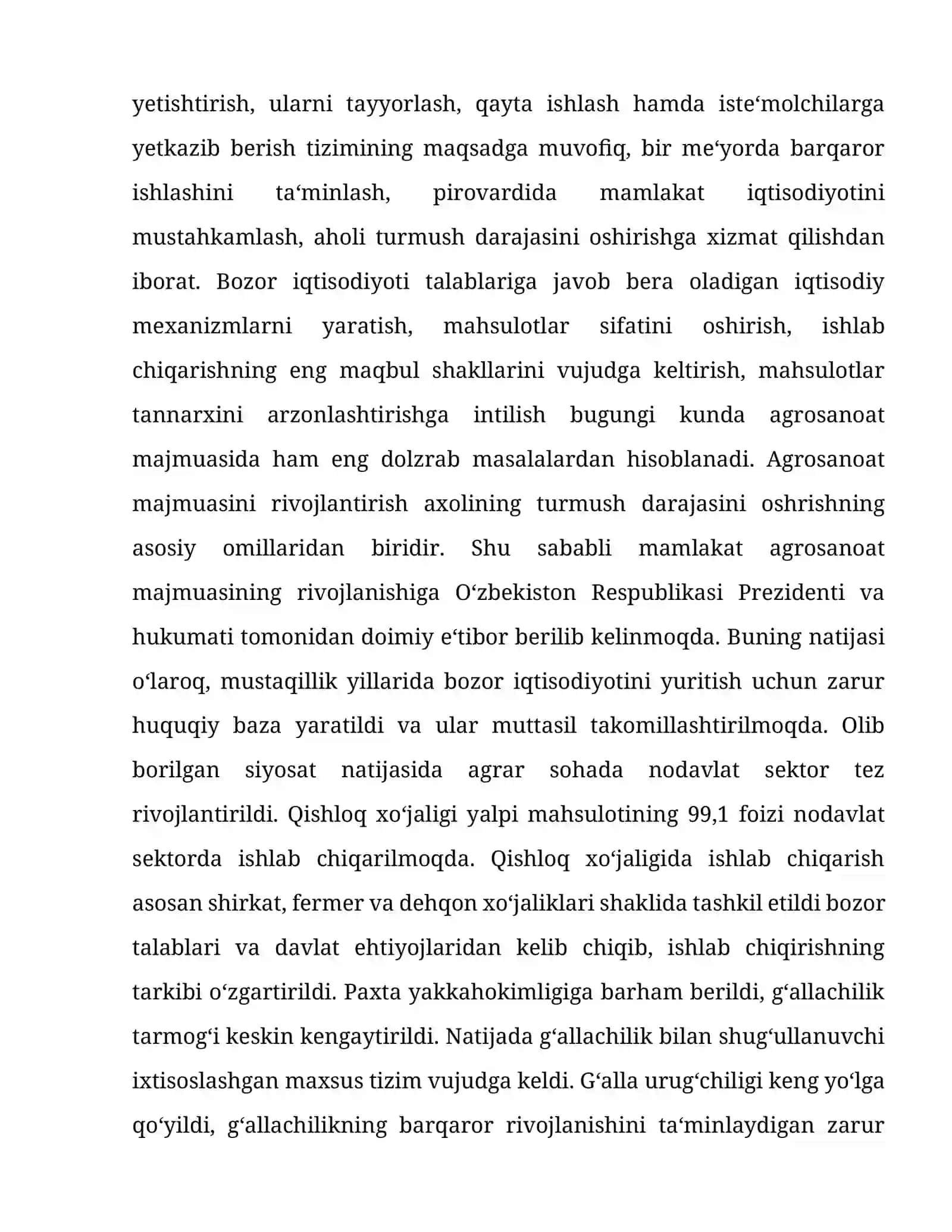 Agrosanoat kompleksini rivojlantirishda davlat siyosati 2