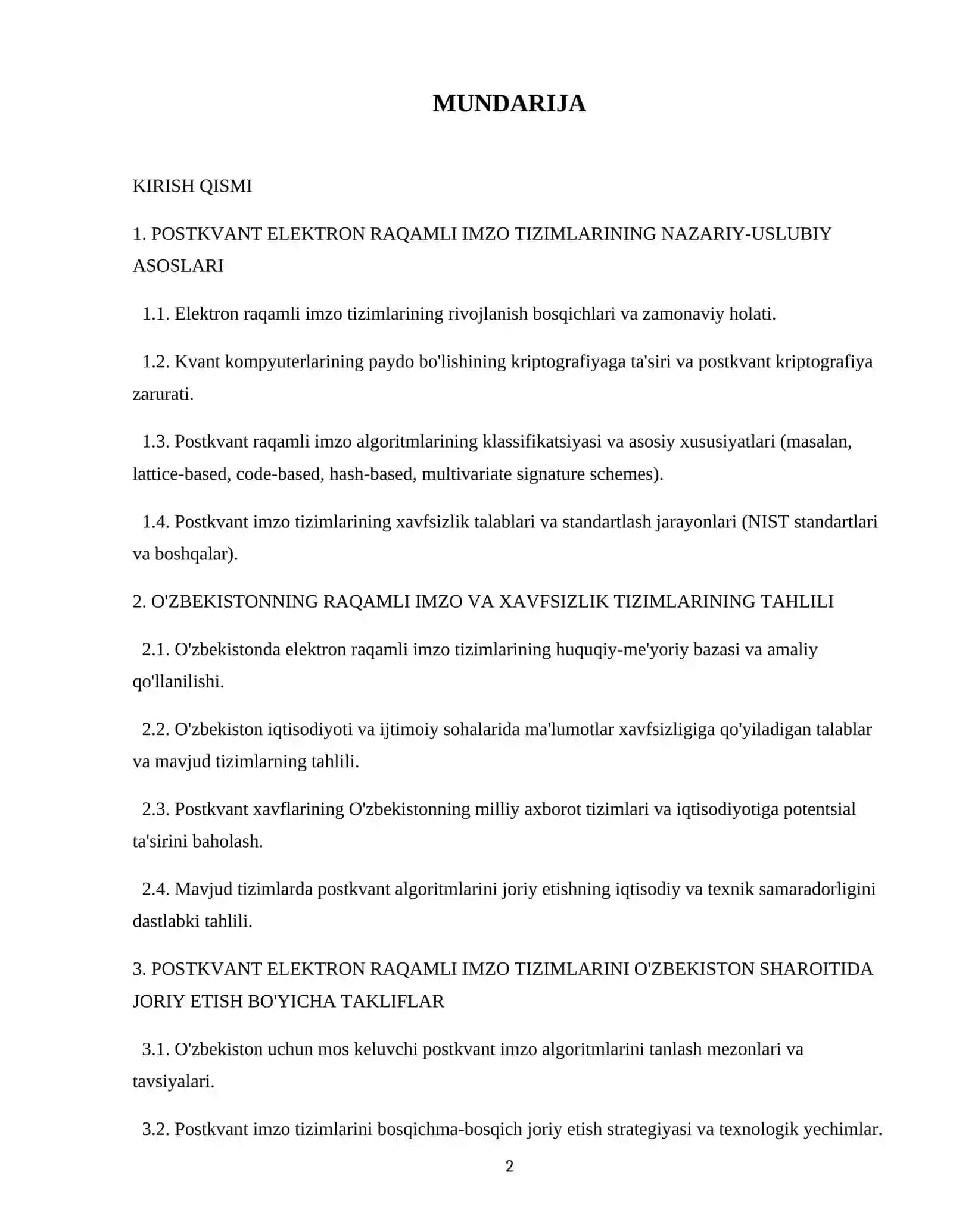 Postkvant elektron raqamli imzo tizimlarining tahlili. 2