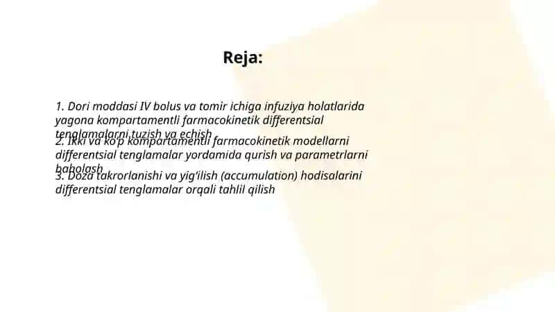Differentsial tenglamalarni tuzish va echish 2