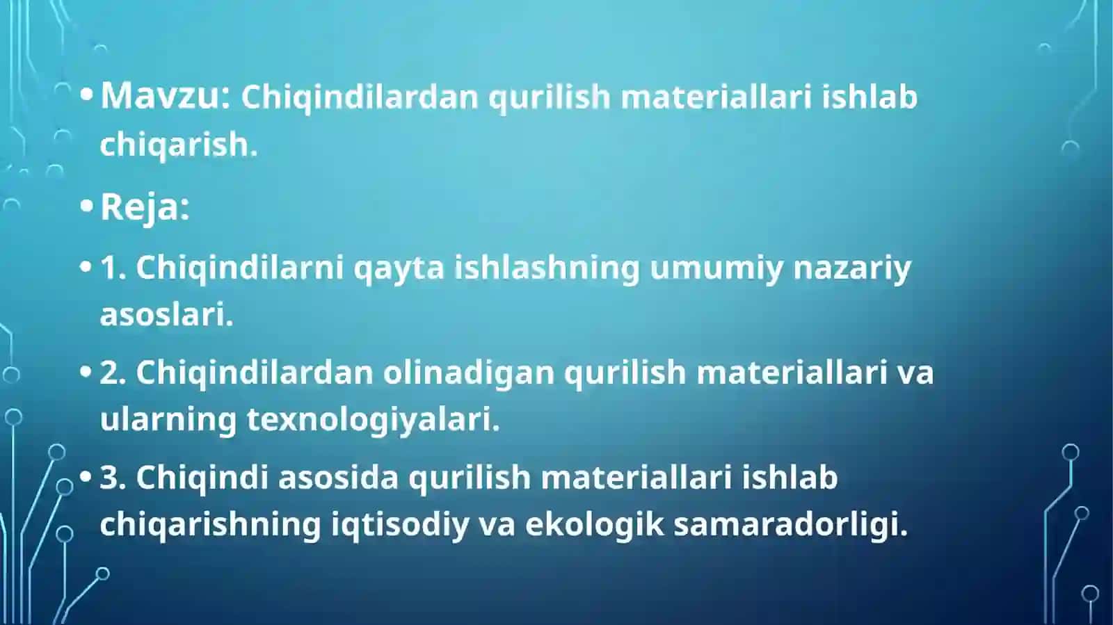 Chiqindilardan qurilish materiallari ishlab chiqarish 2