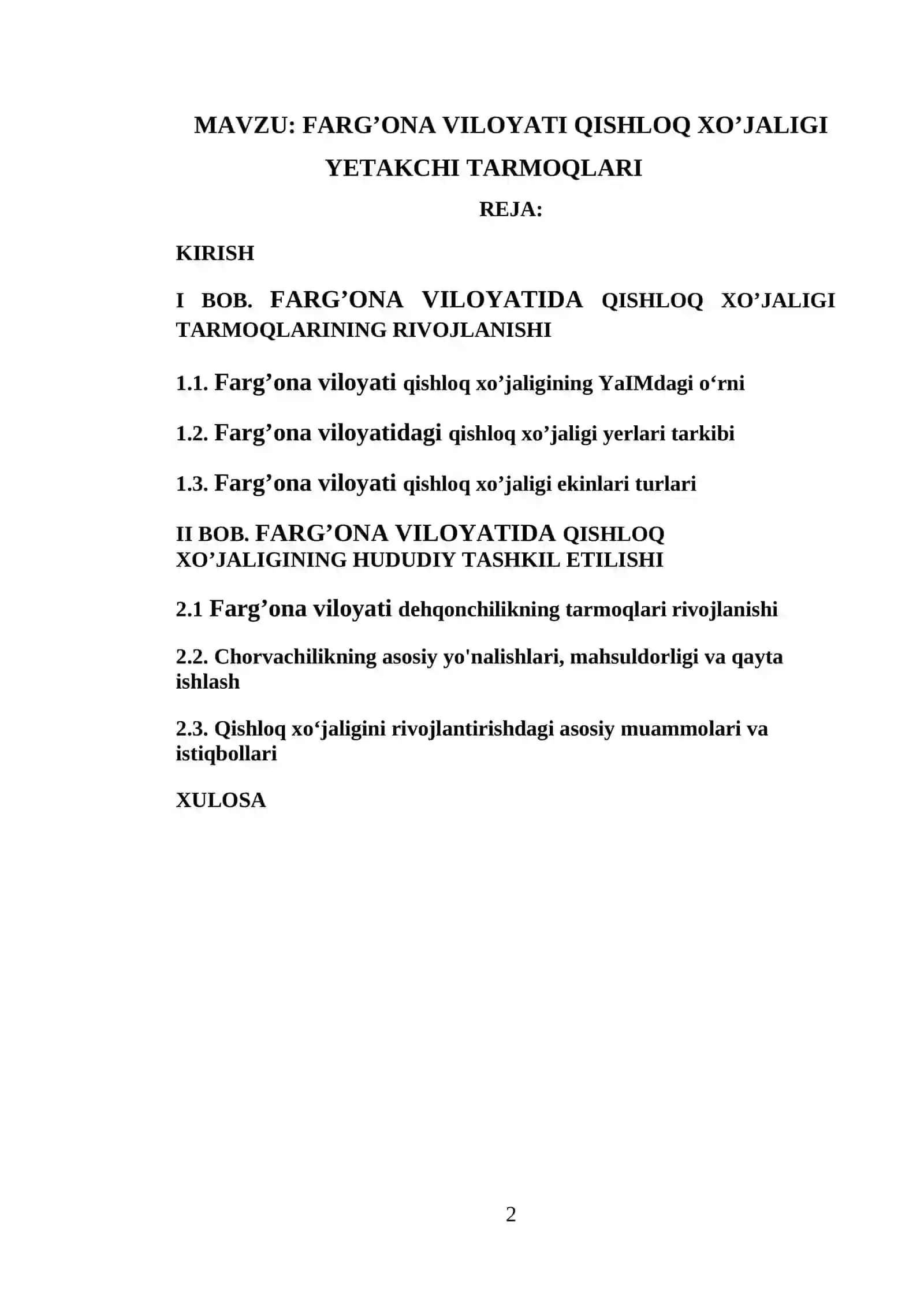 Farg'ona viloyati qishloq xo’jaligi 2
