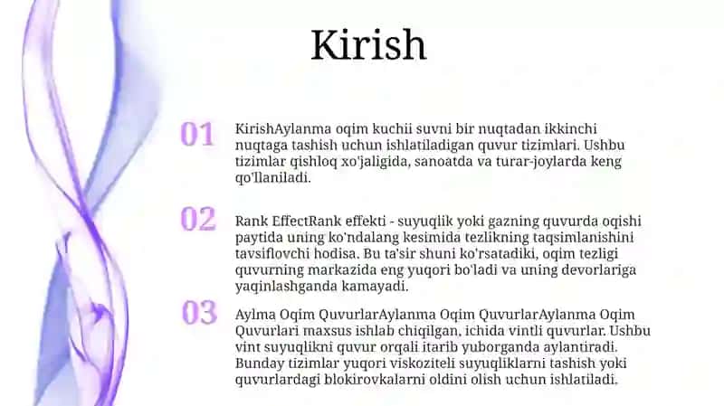 Rank Effekti. Aylanma Oqim Quvurlari 2