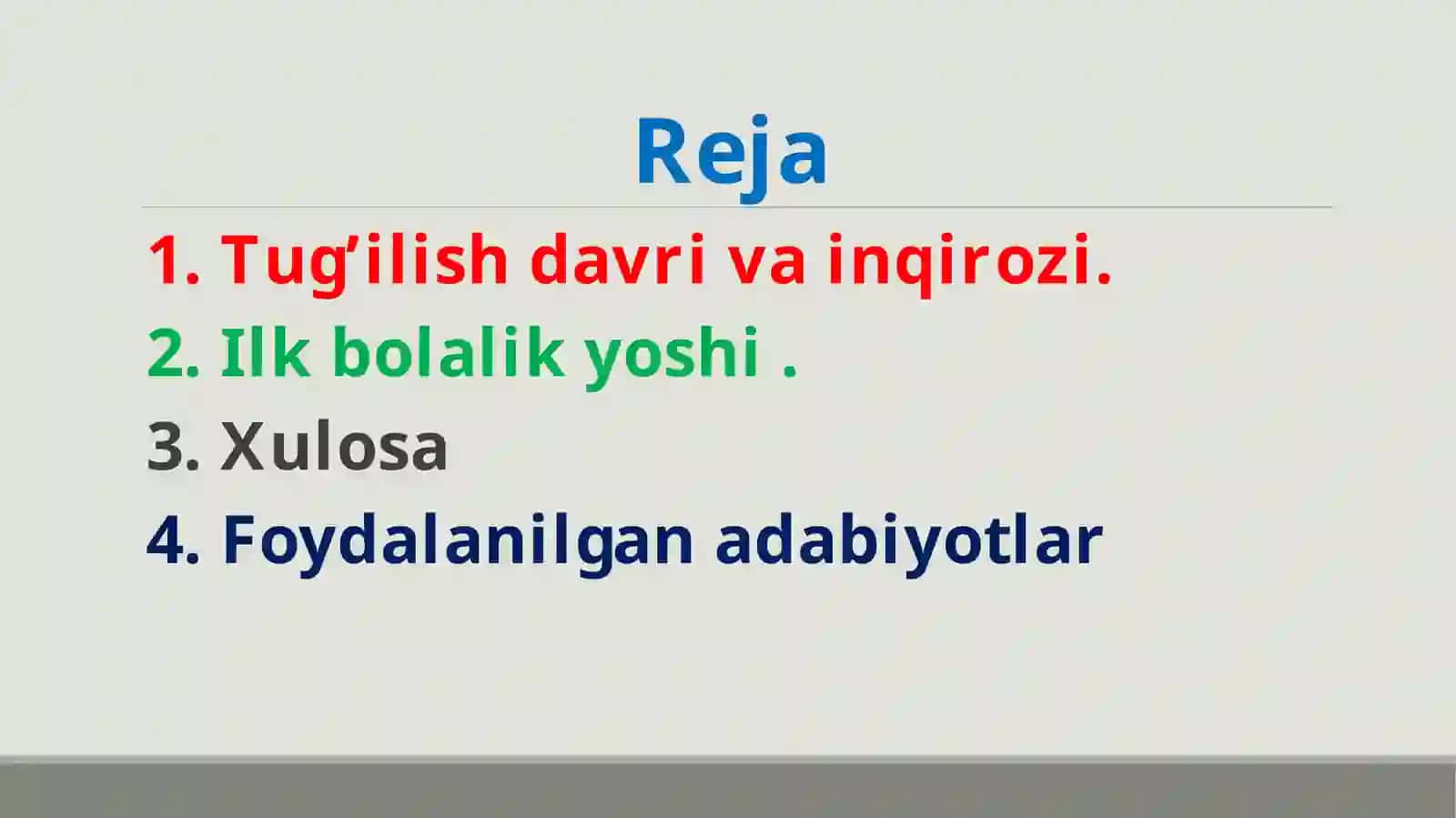 TUG'ILISH DAVRI INQIROZI 2