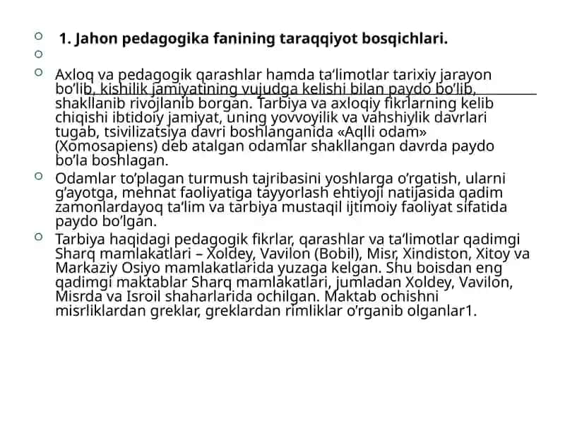 Jahon pedagogika fanining rivojlanish tarixi 2