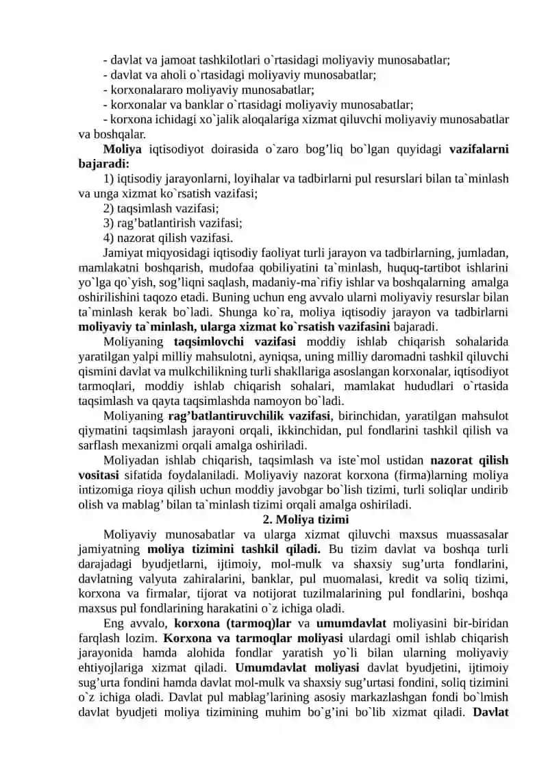 MOLIYA TIZIMI VA MOLIYAVIY SIYOSAT 2