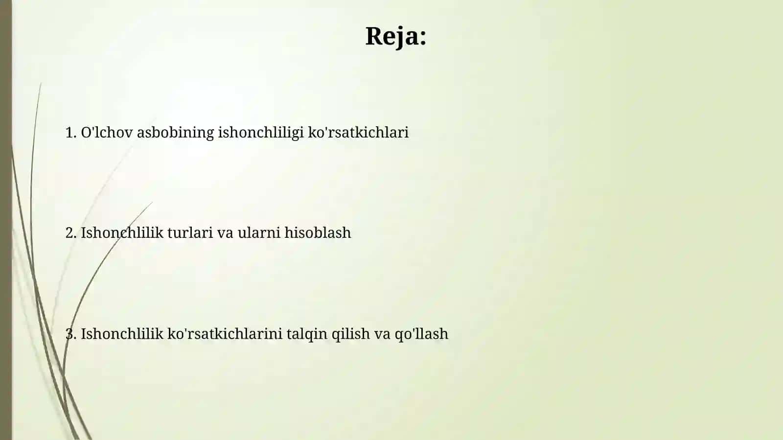 O’lchov vositalaring ishonchlilik kursatkichlari 2