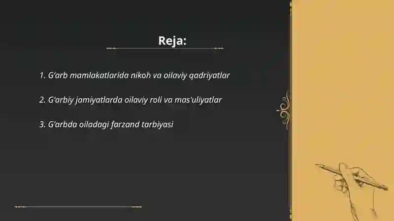 Gʻarb mamlakatlarida oilaviy munosabatlar 2