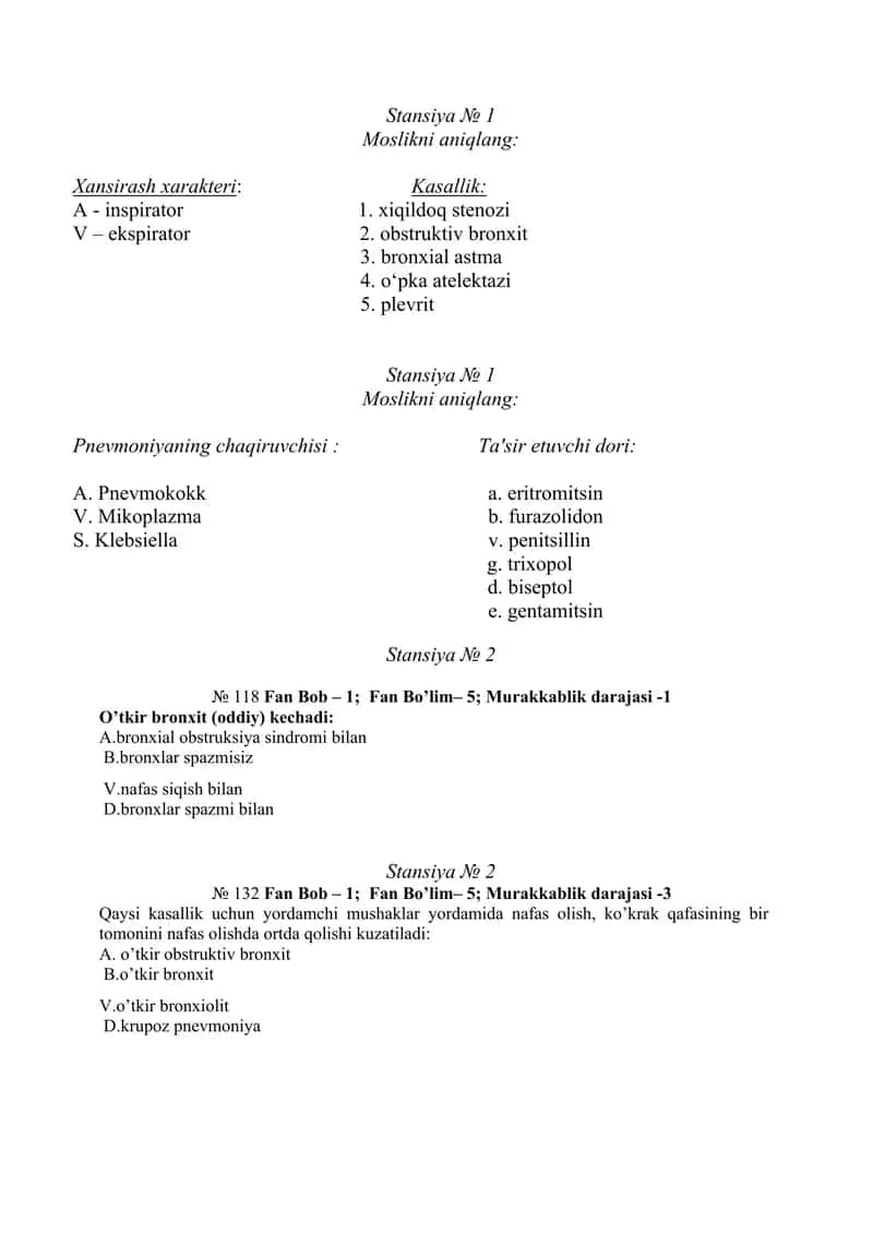 Kasalliklar va xarakterlari testi 2