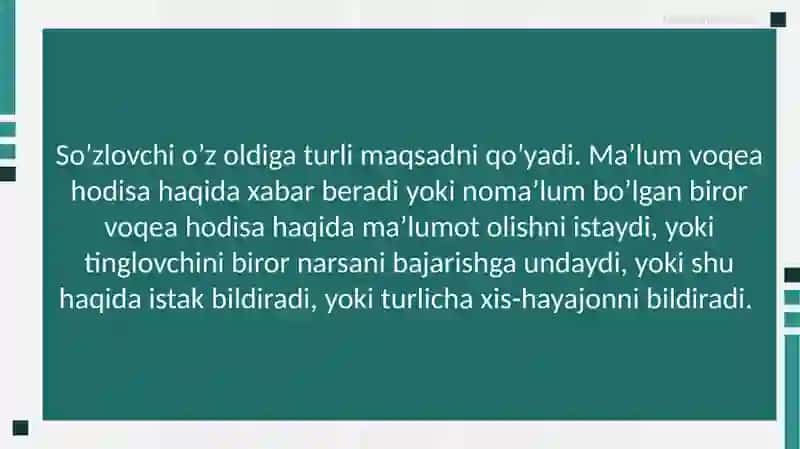 Gapning ifoda maqsadi ko'raturlari 2