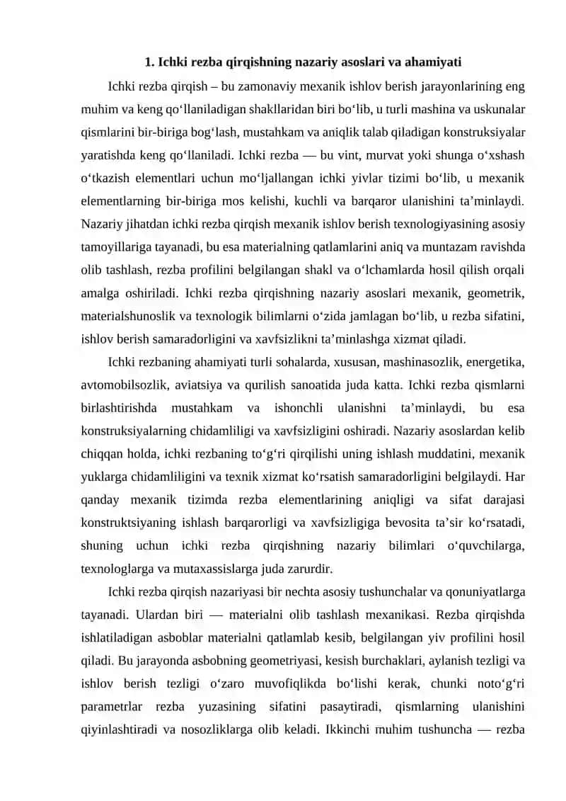 Ichki rezba qirqish 2