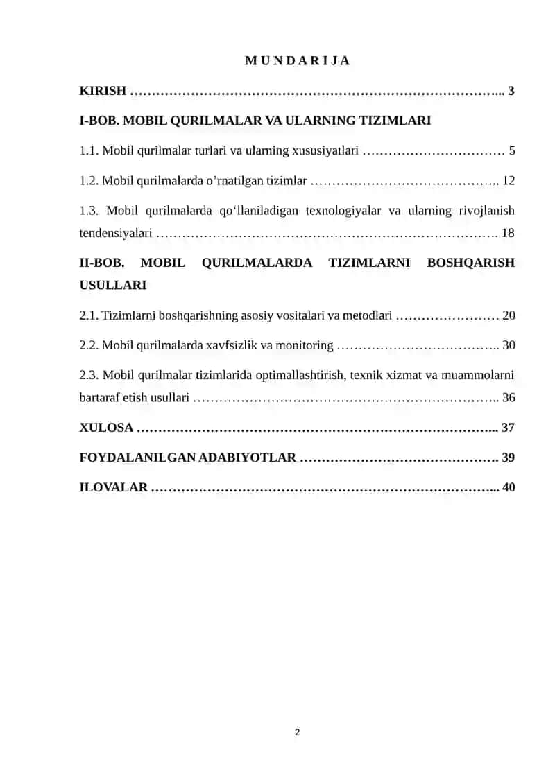 Mobil qurilmalarda o‘rnatilgan tizimlarni boshqarish 2