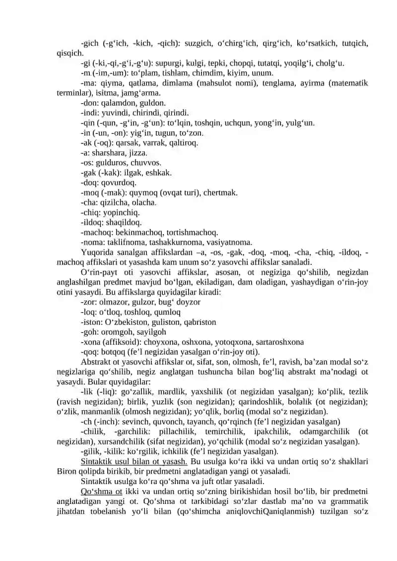Otlarning yasalishi. Tuzilish jihatdan turlari, shakli 2