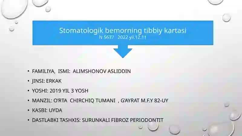 Stomatologik bemorning tibbiy kartasi 2