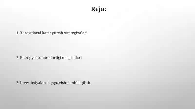 Energiya iste'molini hisoblash stratigiyasi 2